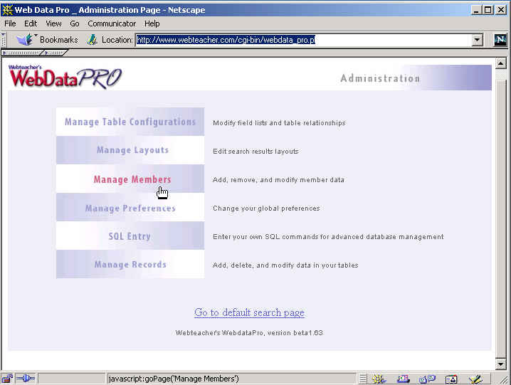 Screenshot of Webdata Pro