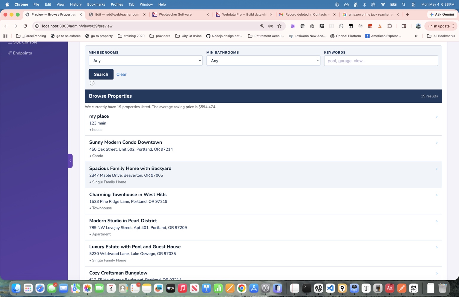 Webdata Pro 2.0 browse properties preview screenshot